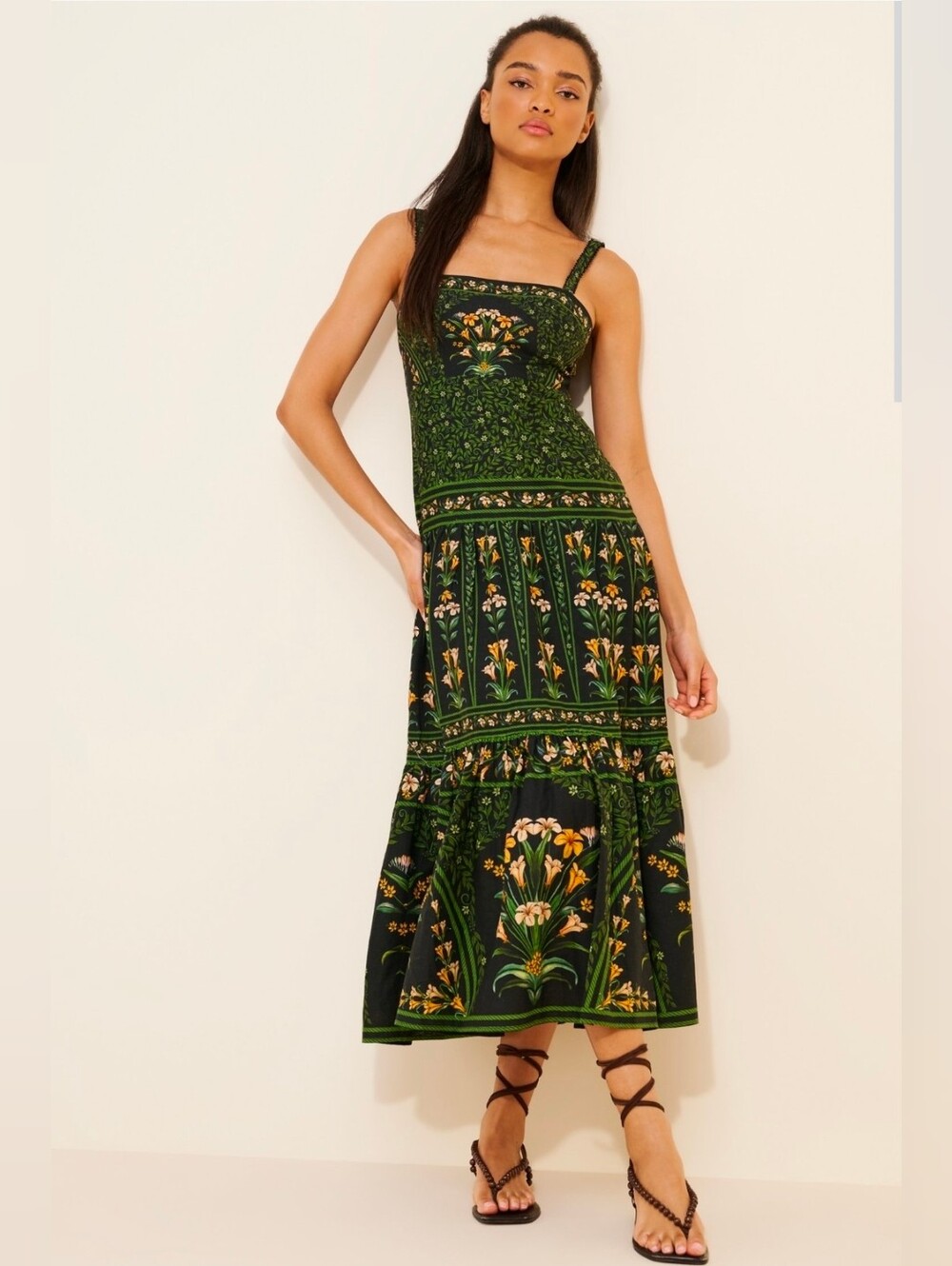 Farm Rio Flowers Arch Back Sleeveless Maxi Sundress size Medium